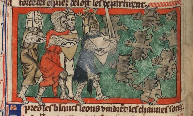 Alexander der Große im Kampf mit Flughunden