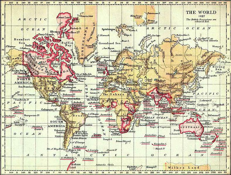 Britisches Empire (rot): Karte von 1897