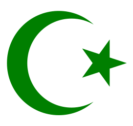 Islamisches Symbol: Stern und Halbmond (grün)