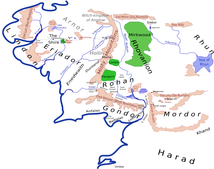 Kartenzeichnung von Mittelerde