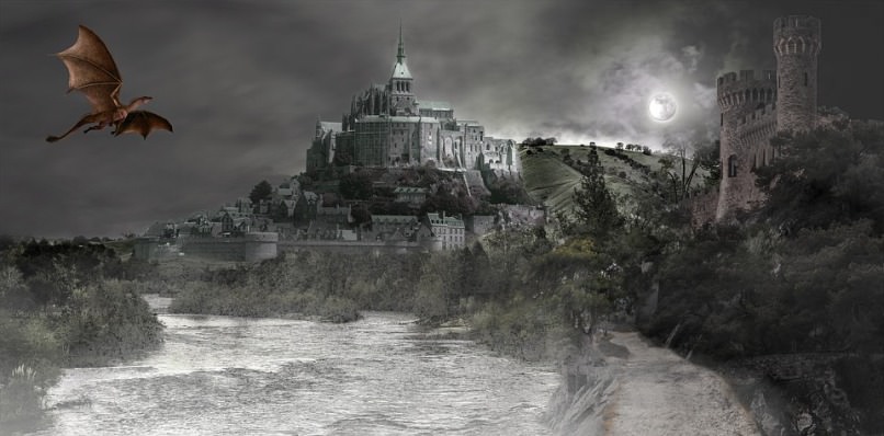 Fantasy (Drache und Burg)