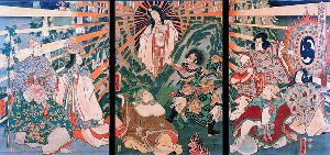 Amaterasu tritt aus der Höhle (Shinto)